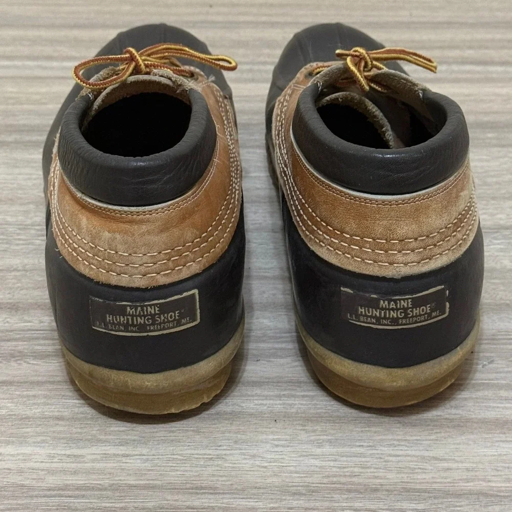LL Bean Maine Hunting Shoe Duck Boots Brown Leather Lace Up Men‎ 14 N USA Preppy